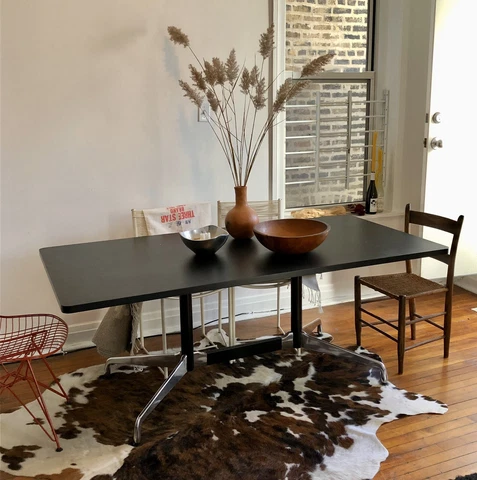 Herman Miller Conference Table Eames - Black with Aluminum Base Cover