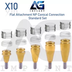 10 Flat Attachment Abutment Standard Silicone Set NP Conical Connection - Picture 1 of 3