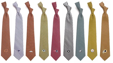 NFL Men's Neck Tie Gingham 100% Polyester 57" x 3.5" Checkers Plaid Eagle Wings Cover