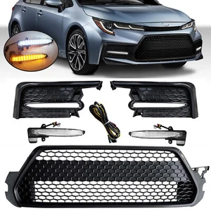 Fit 2020-2022 Toyota Corolla SE XSE Front Lower Grille &LED DRL Signal Fog Light - Picture 1 of 22