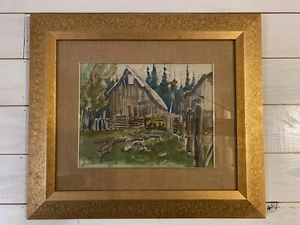 Watercolor Barn Pasture Professionally Framed Painting Ron Chaddock 1968 - Picture 1 of 6