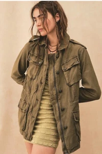 Free People Not Your Brothers Surplus Utility Jacket Size S Army Green Military - Picture 1 of 14
