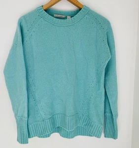 Country Road Jumper 100% Wool Women Size Large Turquoise Detailed Knit Crew Neck - Picture 1 of 7