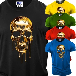 Herren T-Shirt tropfender Totenkopf Gesicht Horror kurzärmlig USA neu Grafik Geschenk Tee - Bild 1 von 12
