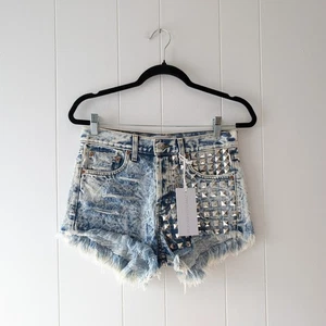 NWT Runwaydreamz Exclusive Bel Air Stoner Studded Vintage Cotton Shorts - Picture 1 of 8