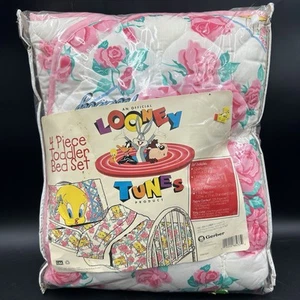 VTG 1993 Tweety Bird Toddler Bedding Set 4 Pc RARE Gerber USA Looney Tunes NIP - Picture 1 of 8