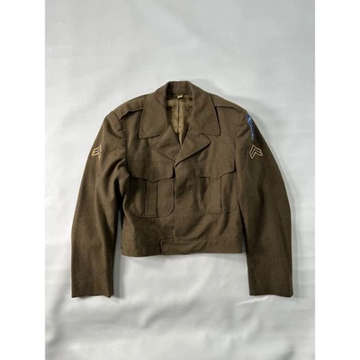 Jaqueta de lã masculina vintage exército dos EUA era Segunda Guerra Mundial "Siga-me" patch rank insígnia tamanho 38R - Imagem 1 de 4