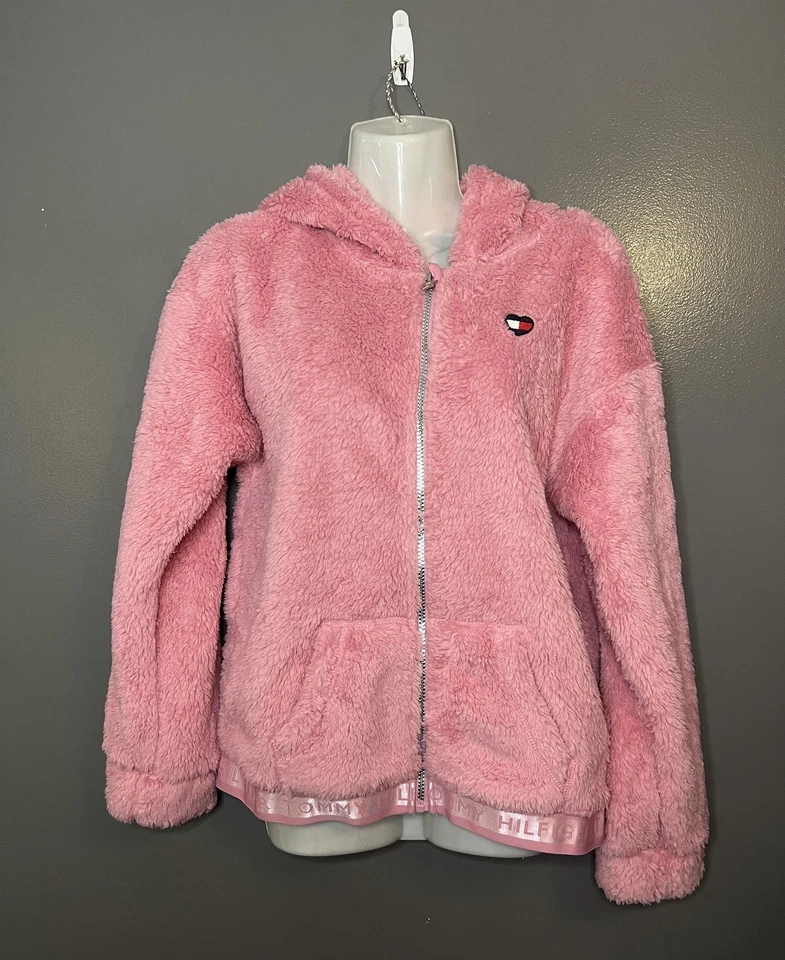 Tommy Hilfiger Sudadera con Capucha Niñas XL 16 Polar Cremallera Completa Sherpa Chaqueta Rosa Primrose Foto 1 de 4