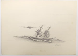 drawing ZEICHNUNG SKIZZE Lapislazuli auf Papier 1900 "SEGELSCHIFF BOOT SCHIFF" 74 - Bild 1 von 2