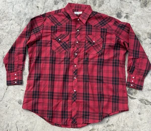 Diamond A RanchWear Mens 3XL Pearl Snap Button Up Shirt Red Black Plaid - Picture 1 of 6