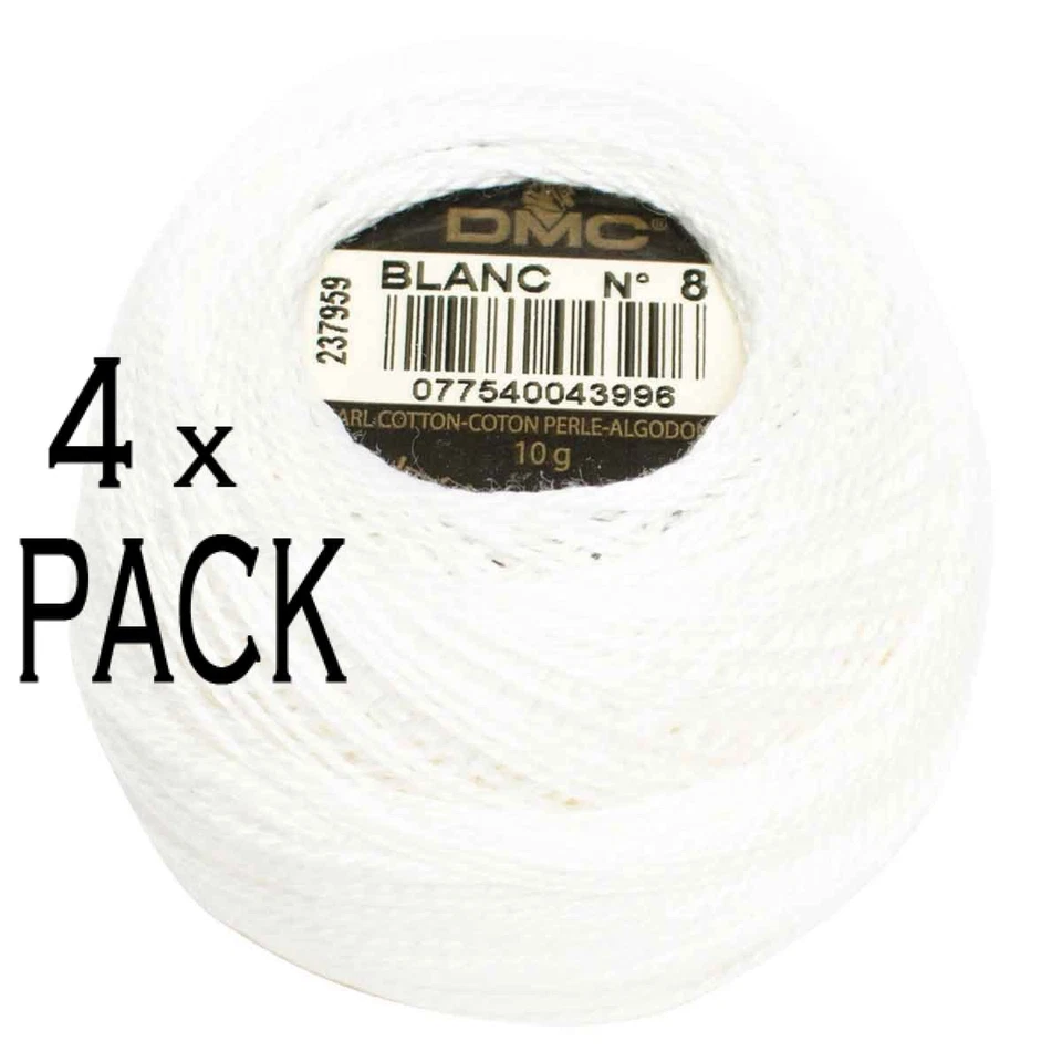 DMC Pearl Cotton Ball Size 8 87yd White 077540043996
