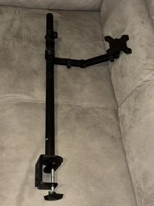 Single Monitor Stand Up Desk Mount Tall 39 inch Pole, Adjustable Screens, Black, - Afbeelding 1 van 4