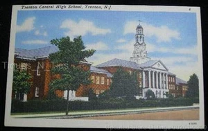 Vintage 1930s Trenton Central High School Linen Postcard New Jersey (FF) - Picture 1 of 2