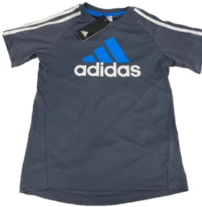 ADIDAS CLIMALITE, Boys T-Shirt, Logo (GRAY,BLUE WHITE, 7 ) NWT - Picture 1 of 1