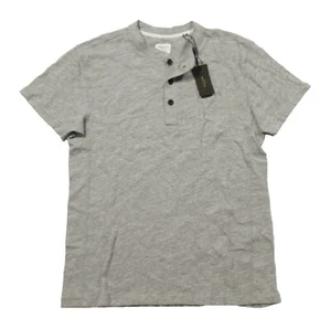 Rag & Bone Men’s Grey Heather Classic Henley Slim Fit Short Sleeve T-Shirt - Picture 1 of 2