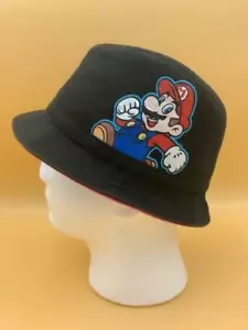 Super Mario Brothers Niños Sombrero Cubo 2014 Nintendo Negro con Borde Rojo Videojuegos - Imagen 1 de 10
