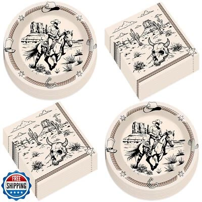CHUNNIN 50 piezas Platos de papel y servilletas de fiesta occidental Plato de pastel de postre de vaquero Foto 1 de 4