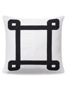 Brooks Brothers Home Kissen weiß schwarz Baumwolle geometrisch Akzent neu 149 $ - Bild 1 von 3