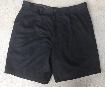 TOMMY BAHAMA 100% 真丝打褶黑色连衣裙高尔夫短裤男式热带尺寸 36 — 第 1/4 张图片