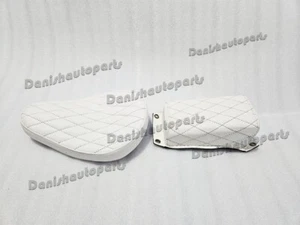 ASIENTO INDIVIDUAL DE CUERO BLANCO Y ALMOHADILLA DE ALMOHADA ACABADO DIAMANTE HARLEY BOBBER CHOPPER - Imagen 1 de 24