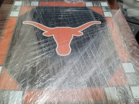 Texas Longhorns Wood End Table With Logo Glass Top & Matching Lamp,Danbury Mint Cover