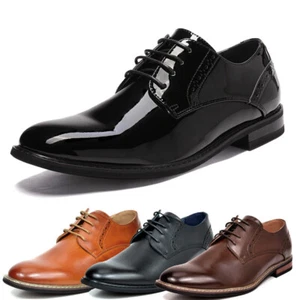 Men's Leather Lined Dress Oxfords Derby Shoes with Wide Size 6.5-15 - Picture 1 of 34