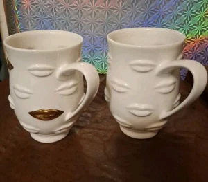 [2] Zwei Jonathan Adler Muse Gala Becher Lippen ~ eine vergoldet ~ eine nicht.  C 19 - Bild 1 von 10