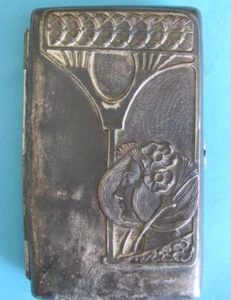 ANTIGUO ART NOUVEAU ESTUCHE DE CIGARRILLOS DE TABACO PLATEADO A. MUCHA RARO - Imagen 1 de 11