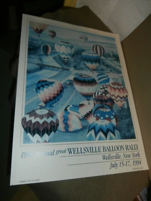 Vintage Poster Great Wellsville NY 19th Balloon Rally 1994 O'Grady - Image 1 of 4