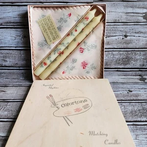 Vintage Freund Mayer Pink Floral Roses 24 Napkins 2 Candles Set Made In Denmark - Picture 1 of 4