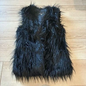 Donna Salyers Fabulous Furs Black Faux Fur Open Front Vest Size XS - Picture 1 of 5