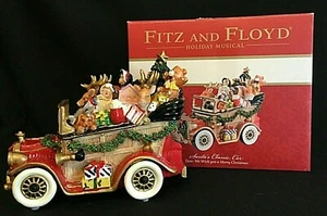 Fitz & Floyd Holiday Musical SANTA'S CLASSIC CAR "We Wish You A Merry Christmas" - Picture 1 of 7