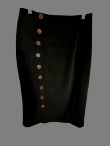 Ivanka Trump Black Pencil Skirt With Gold Buttons Size 4 Classic Work Sexy Basic - Picture 1 of 8