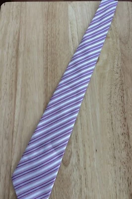 GEORGE MARTIN Mens Tie Light Pink White Pink Violet Diagonal Stripes 3.5 x 62 - Image 1 of 3