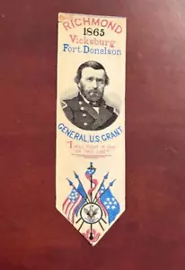 Vintage 1865 General U S Grant Ribbon Richmond Vicksburg Fort Donelson 5" Nice - Picture 1 of 1