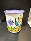 Tupperware Canister USA 12 cup One Touch 'C' Classic Seal Yellow Purple Flowers