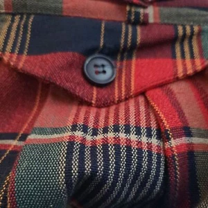 Vintage Talbots Petites Skirt Red Tan Blue Plaid Lined Silk Pocket USA Made 4P - Picture 1 of 7