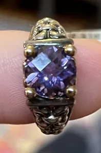 NEW HSN MRF 925 STERLING SILVER AMETHYST ART DECO STATEMENT RING Size 6.5 NWT 6g - Picture 1 of 11