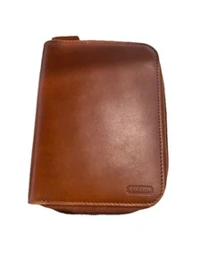 Portafoglio vintage Coach in pelle marrone porta carte con cerniera unisex - Foto 1 di 8
