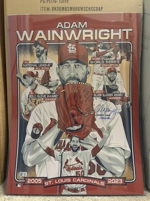 Adam Wainwright Signed Inscribed 18x24 Print Photo St. Louis Cardinals BAS COA - Image 1 of 2