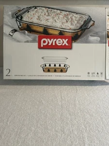 Cazuela transparente Pyrex 9 X 13 con cesta para servir árboles tejidos y metálicos NUEVA EN CAJA - Imagen 1 de 12