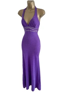 Jane Norman Purple Sparkly Halter Maxi Dress Size 8 BNWT - Picture 1 of 9
