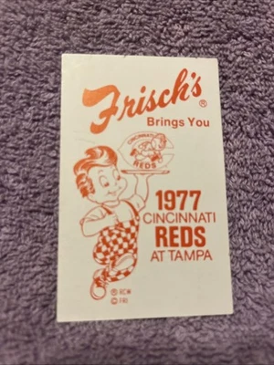 POCKET SCHEDULE MLB 1977 CINCINNATI REDS FRISCHS  SPRING TRAINING AT TAMPA - Image 1 of 2