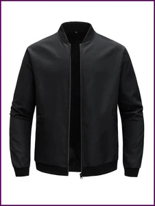 Nuevo cuello de béisbol corto suelto de primavera y otoño 2025 chaqueta de color liso para hombre - Imagen 1 de 32