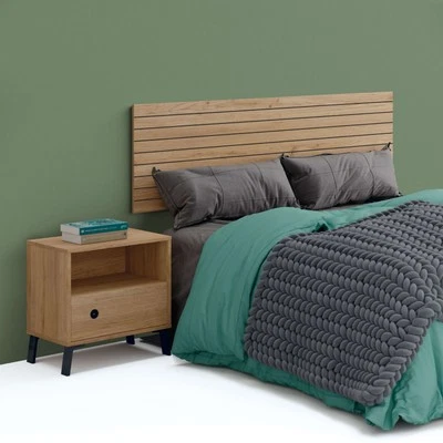 Pack Cabecero de Cama con Mesita Camila Color Roble Gold y Negro Mate 160 cm - Imagen 1 de 4