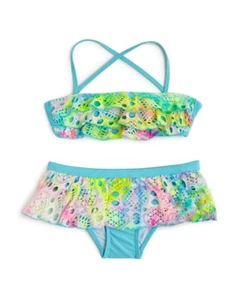 NWT PIlyq 16 Girls Rainbow Lace Blue Bikini Top & Bottom 114714 - Picture 1 of 2