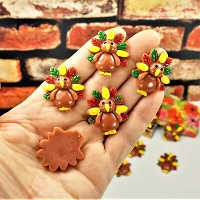 Cabujones festivos de pavo con respaldo plano para manualidades de Acción de Gracias, listos para regalar en caja Foto 1 de 4