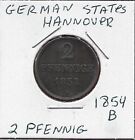 German States Hannover 2 Pfennig 1854-B Ruler:Georg V, Crowned Monogram,B Below