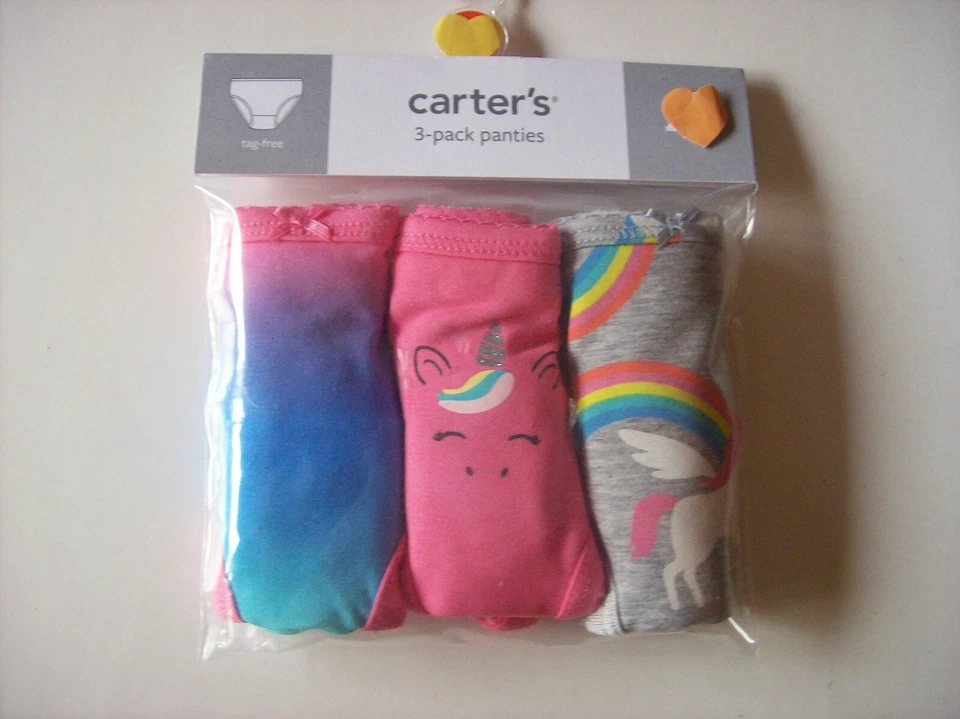 Carter's Toddler Girls Sz 2/3 Pink Blue Unicorn 3pack Stretch Cotton Undies