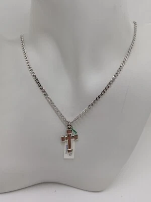 COLLANA CON CROCE DA UOMO- UNISEX IN ARGENTO 925 A MAGLIA GRUMETTA (0440) (0326) - Immagine 1 di 4